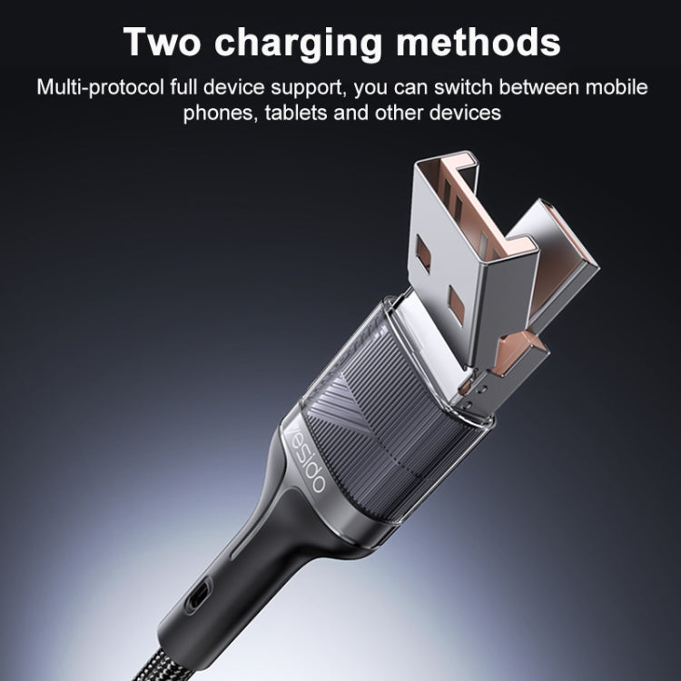 Yesido CA165L 27W USB + USB-C / Type-C to 8 Pin 2 in 1 Fast Charging Data Cable, Length:1.2m - Black
