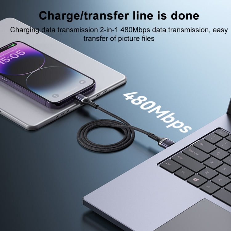 Yesido CA165L 27W USB + USB-C / Type-C to 8 Pin 2 in 1 Fast Charging Data Cable, Length:1.2m - Black