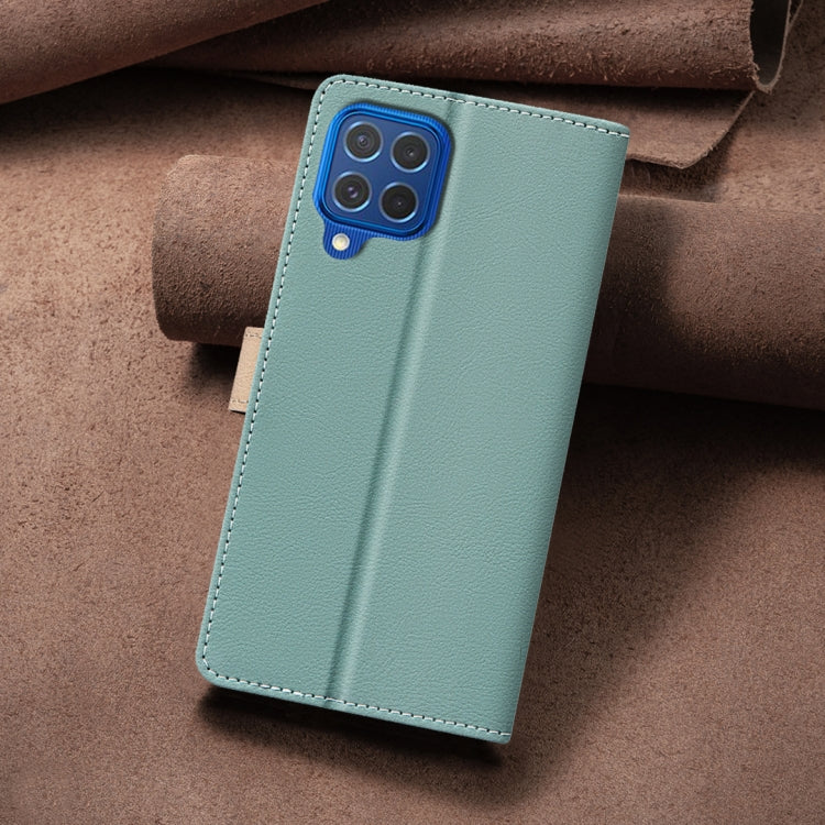 For Samsung Galaxy A12 Color Matching RFID Anti-theft Leather Phone Case