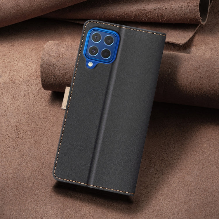 For Samsung Galaxy A12 Color Matching RFID Anti-theft Leather Phone Case