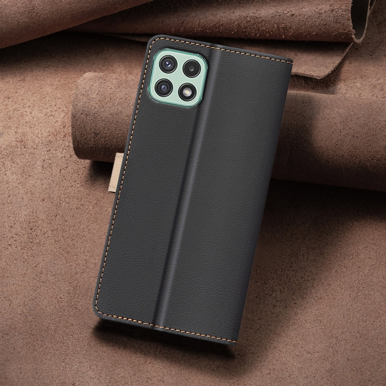 For Samsung Galaxy A22 5G Color Matching RFID Anti-theft Leather Phone Case