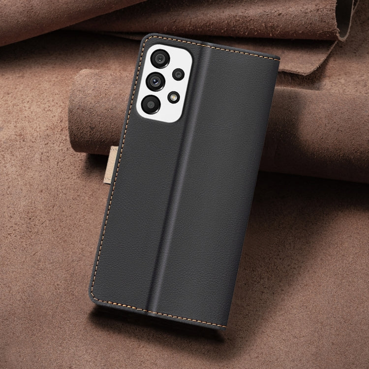 For Samsung Galaxy A33 Color Matching RFID Anti-theft Leather Phone Case