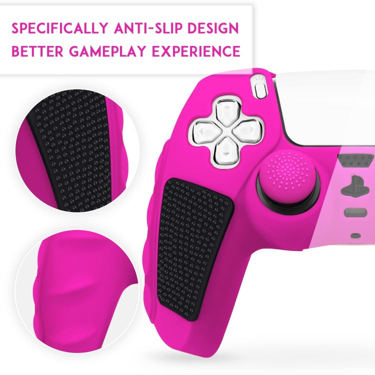 For Sony PS5 Splicing Color Silicone Gamepad Protective Case without Rocker Caps