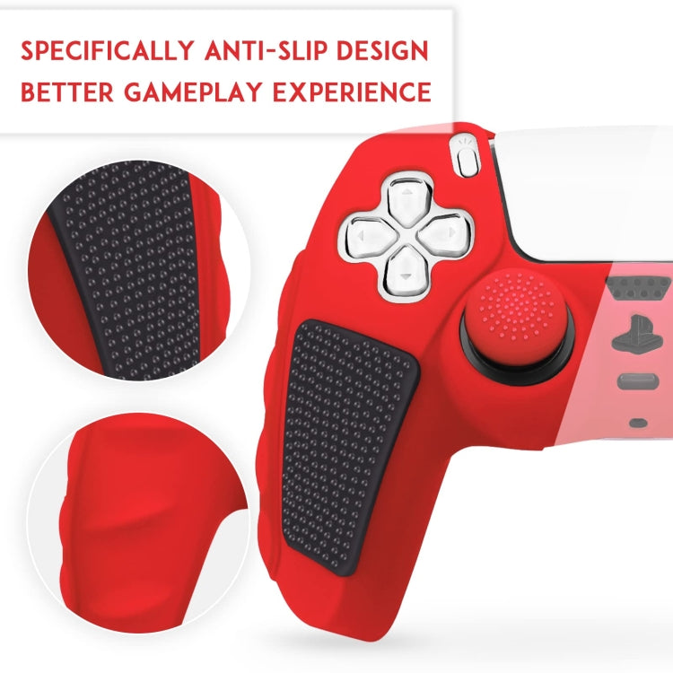 For Sony PS5 Splicing Color Silicone Gamepad Protective Case without Rocker Caps