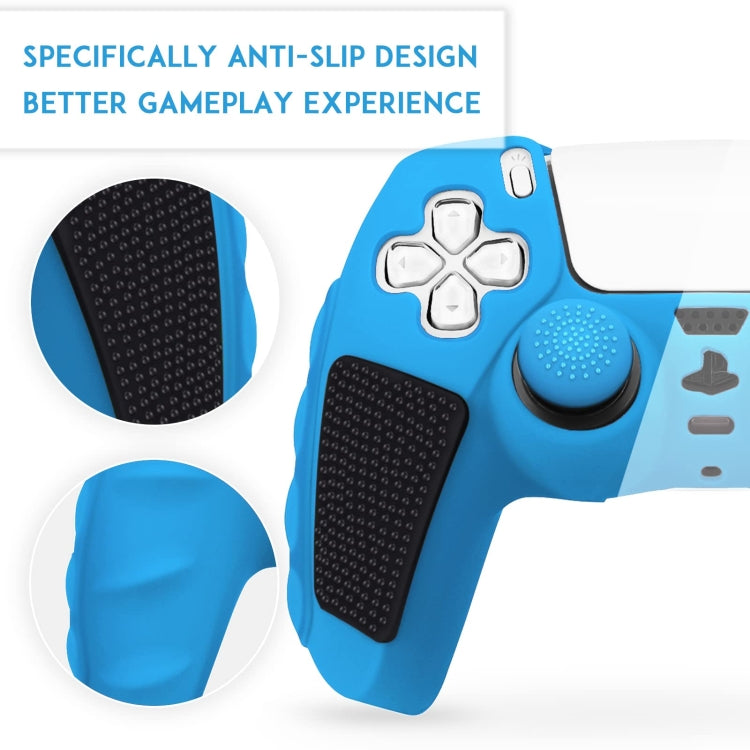 For Sony PS5 Splicing Color Silicone Gamepad Protective Case without Rocker Caps