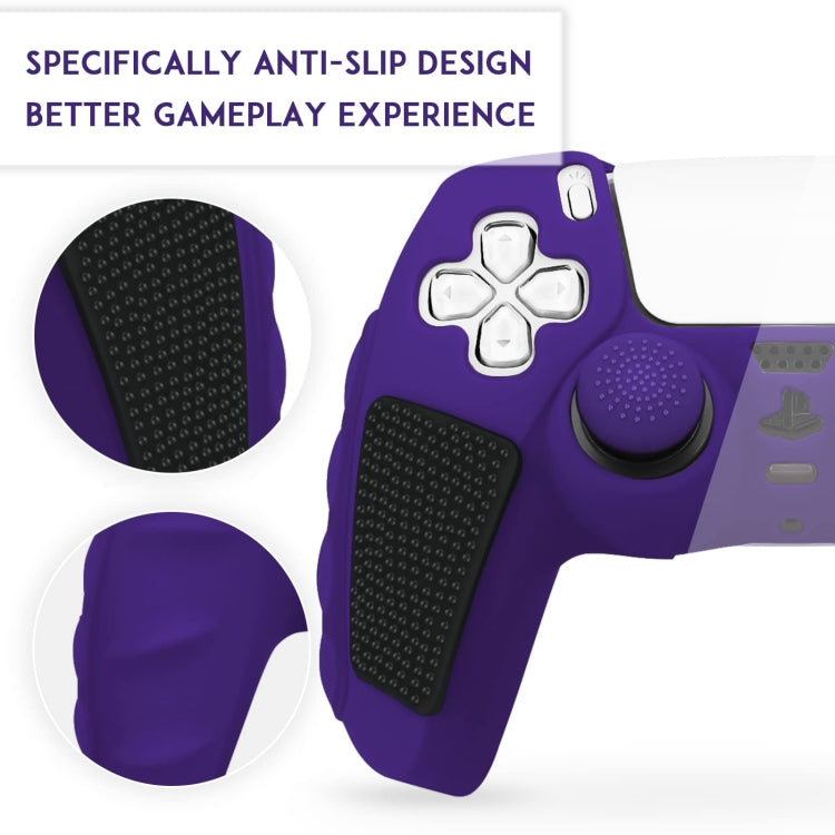 For Sony PS5 Splicing Color Silicone Gamepad Protective Case without Rocker Caps