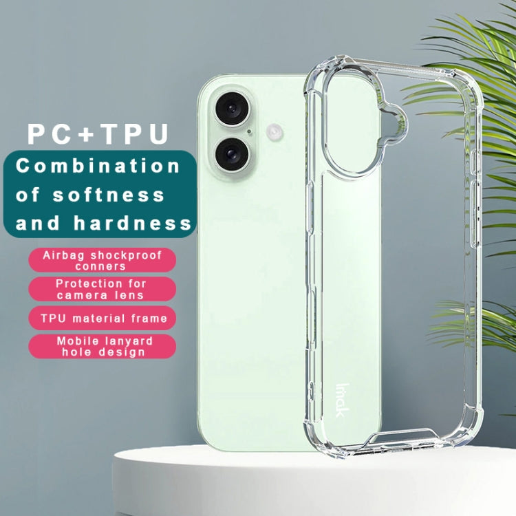 For iPhone 16 IMAK Space Shield PC + TPU Airbag Shockproof Phone Case - Transparent