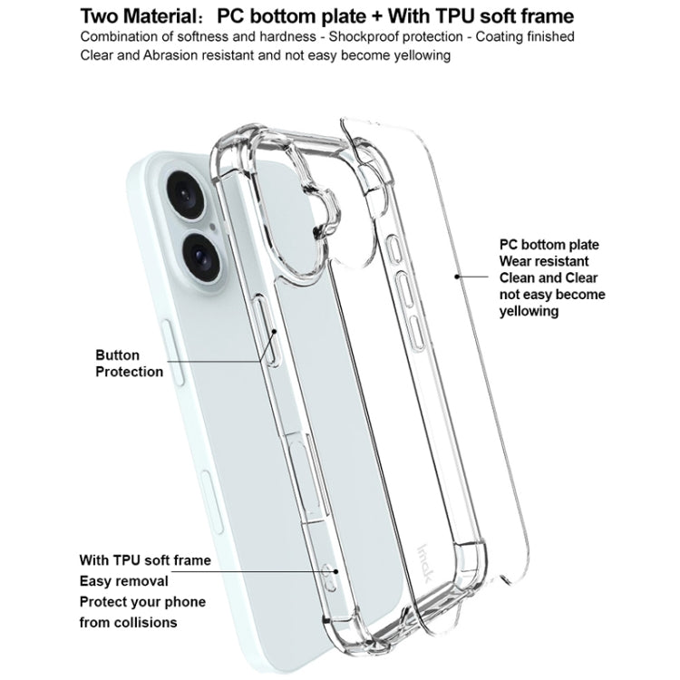 For iPhone 16 IMAK Space Shield PC + TPU Airbag Shockproof Phone Case - Transparent