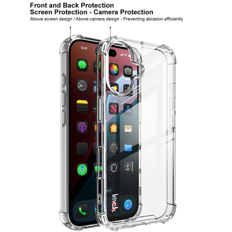 For iPhone 16 IMAK Space Shield PC + TPU Airbag Shockproof Phone Case - Transparent