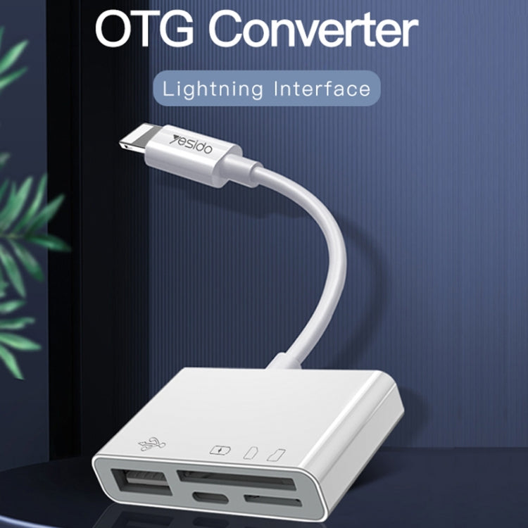 Yesido GS12 8 Pin to TF Card / SD Card / USB / 8 Pin 4 in 1 OTG Converter - White