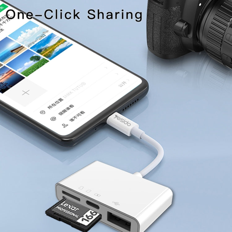 Yesido GS12 8 Pin to TF Card / SD Card / USB / 8 Pin 4 in 1 OTG Converter - White