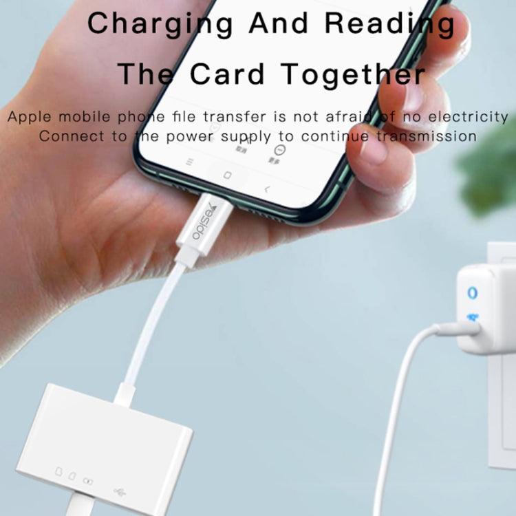 Yesido GS12 8 Pin to TF Card / SD Card / USB / 8 Pin 4 in 1 OTG Converter - White