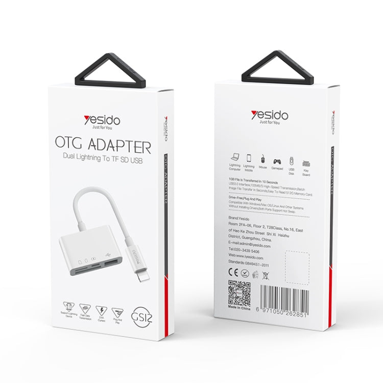 Yesido GS12 8 Pin to TF Card / SD Card / USB / 8 Pin 4 in 1 OTG Converter - White