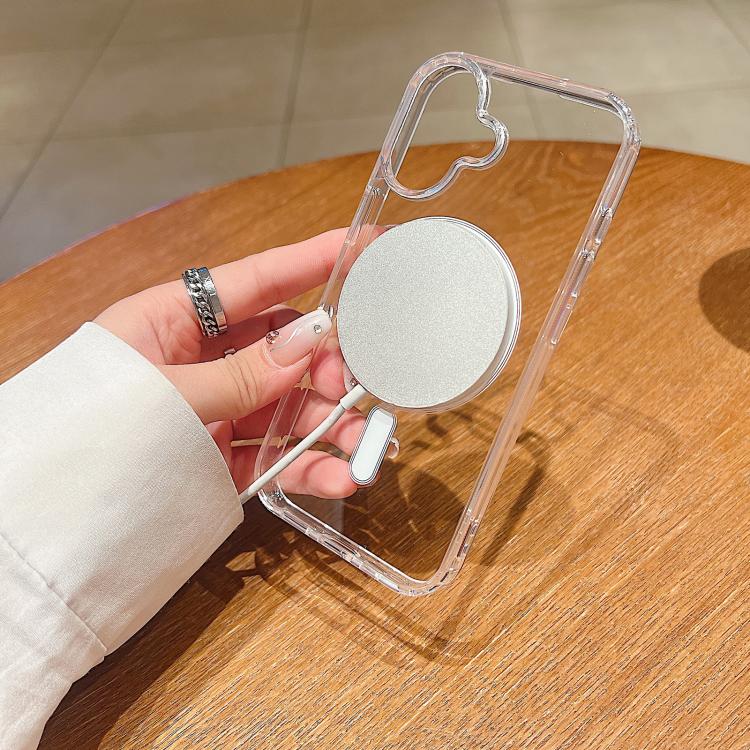 For iPhone 17 Large Hole Camera MagSafe Magnetic Clear Acrylic TPU Case - Transparent