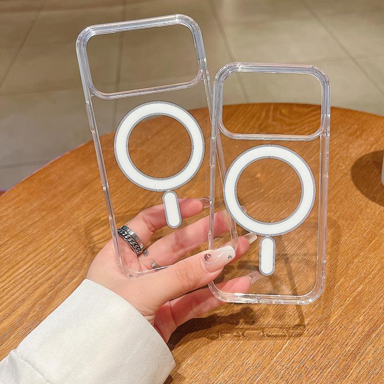 For iPhone 17 Pro Large Hole Camera MagSafe Magnetic Clear Acrylic TPU Case - Transparent