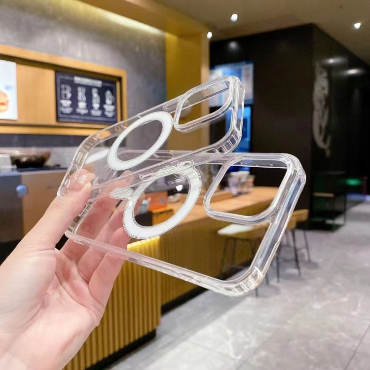 For iPhone 16 Large Hole Camera MagSafe Magnetic Clear Acrylic TPU Case - Transparent