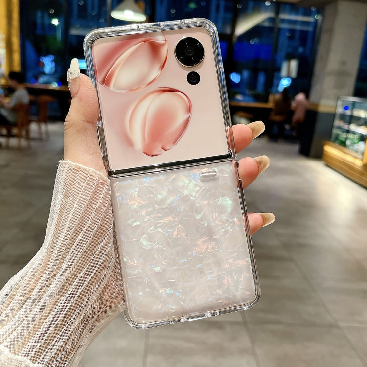 For Honor Magic V Flip Pearlescent Shell Texture Phone Case