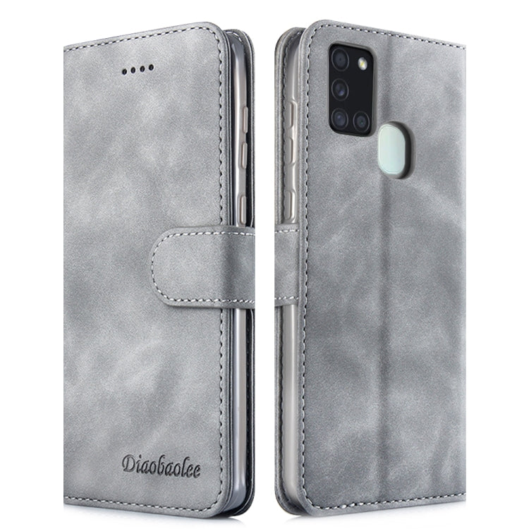 For Samsung Galaxy A21s Diaobaolee Pure Fresh Grain Horizontal Flip Leather Case with Holder & Card Slots