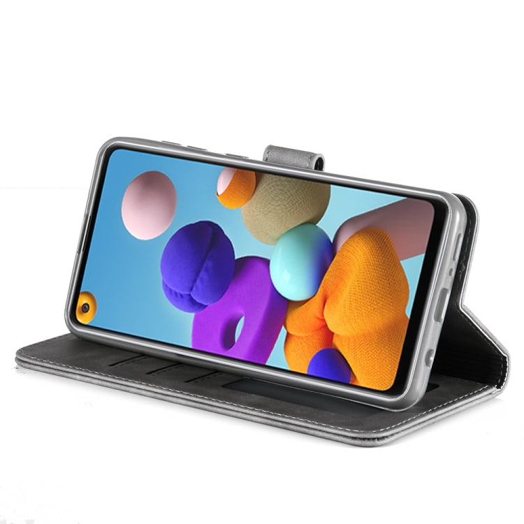 For Samsung Galaxy A21s Diaobaolee Pure Fresh Grain Horizontal Flip Leather Case with Holder & Card Slots