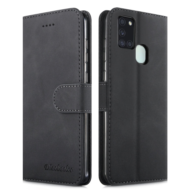 For Samsung Galaxy A21s Diaobaolee Pure Fresh Grain Horizontal Flip Leather Case with Holder & Card Slots