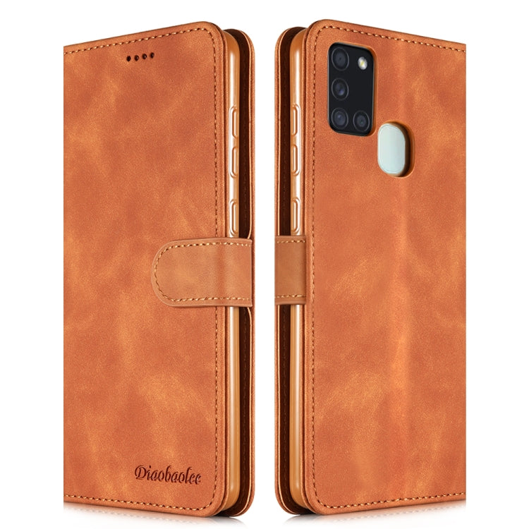 For Samsung Galaxy A21s Diaobaolee Pure Fresh Grain Horizontal Flip Leather Case with Holder & Card Slots