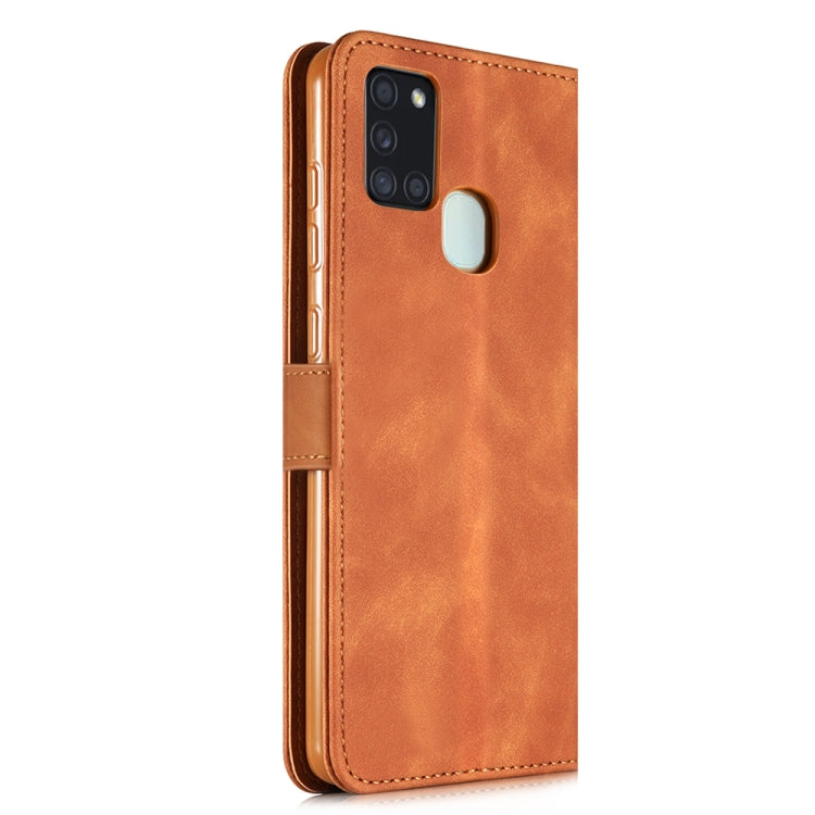 For Samsung Galaxy A21s Diaobaolee Pure Fresh Grain Horizontal Flip Leather Case with Holder & Card Slots