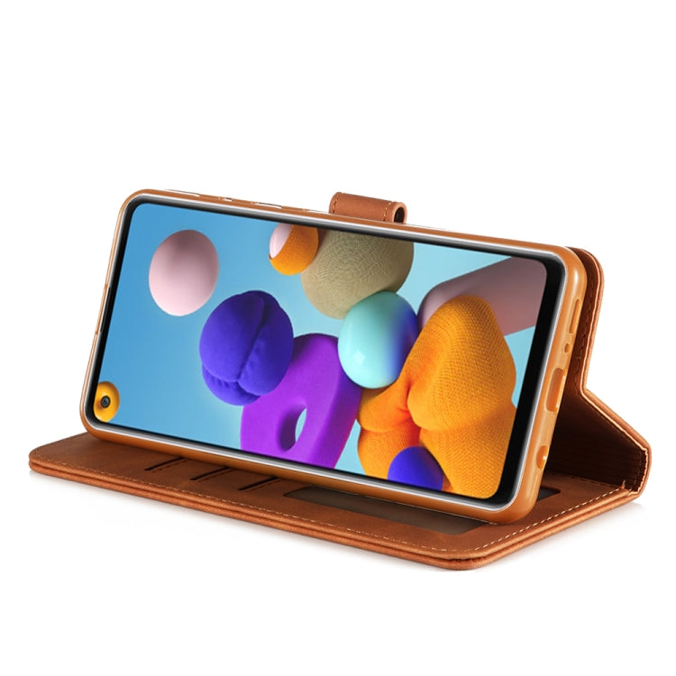 For Samsung Galaxy A21s Diaobaolee Pure Fresh Grain Horizontal Flip Leather Case with Holder & Card Slots