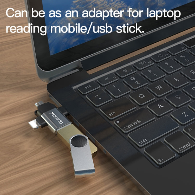 Yesido GS15 3 in 1 USB to USB-C / Type C + Micro USB + 8 Pin OTG Adapter - Black