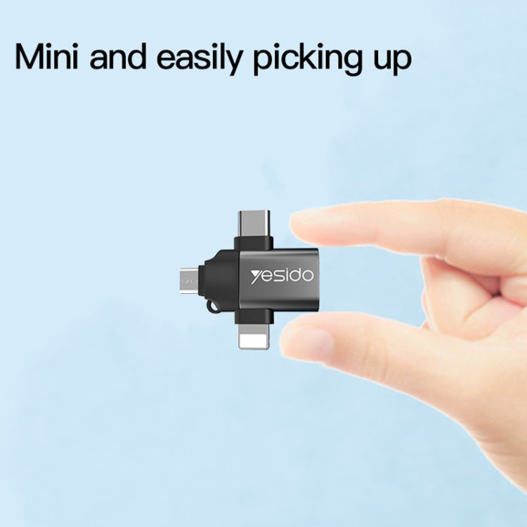 Yesido GS15 3 in 1 USB to USB-C / Type C + Micro USB + 8 Pin OTG Adapter - Black