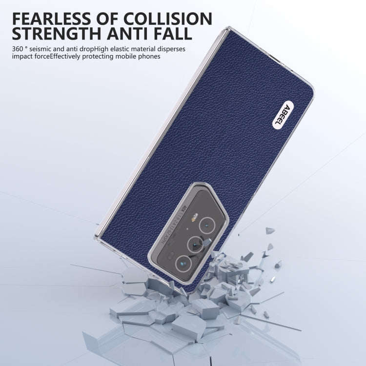 For Honor Magic V2 RSR Porsche Design ABEEL Transparent Frame Genuine Leather Mino Phone Case