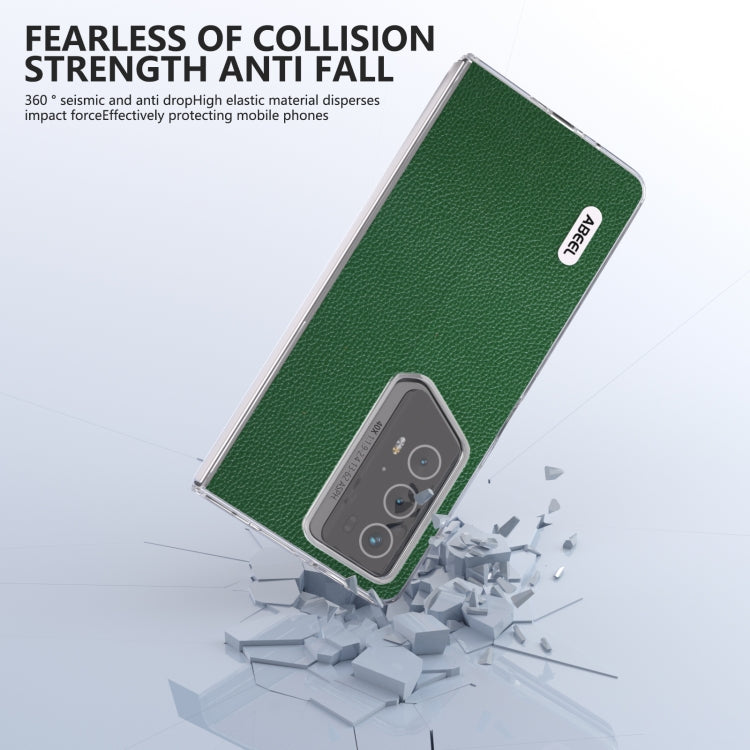 For Honor Magic V2 RSR Porsche Design ABEEL Transparent Frame Genuine Leather Mino Phone Case