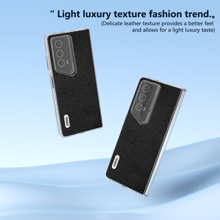 For Honor Magic V2 RSR Porsche Design ABEEL Transparent Frame Genuine Leather Mino Phone Case