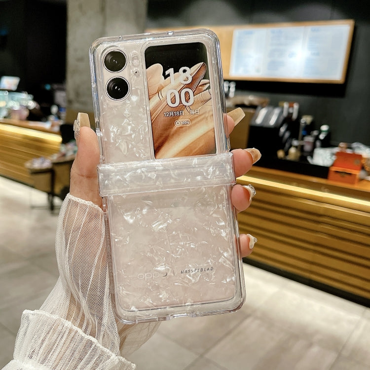 For OPPO Find N2 Flip Three-piece Set Pearlescent Shell Texture Phone Case