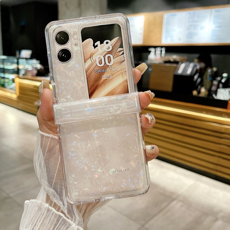 For OPPO Find N2 Flip Three-piece Set Pearlescent Shell Texture Phone Case