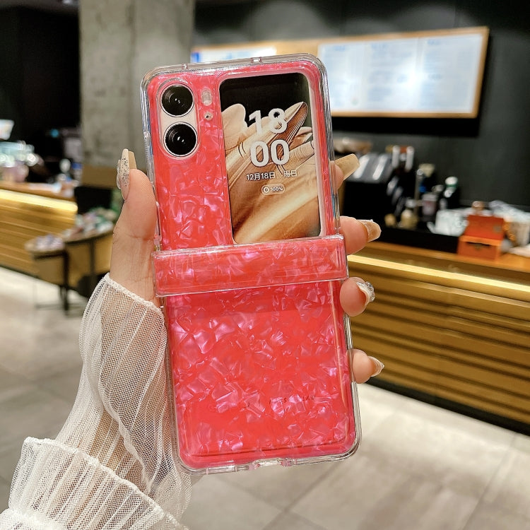 For OPPO Find N2 Flip Three-piece Set Pearlescent Shell Texture Phone Case