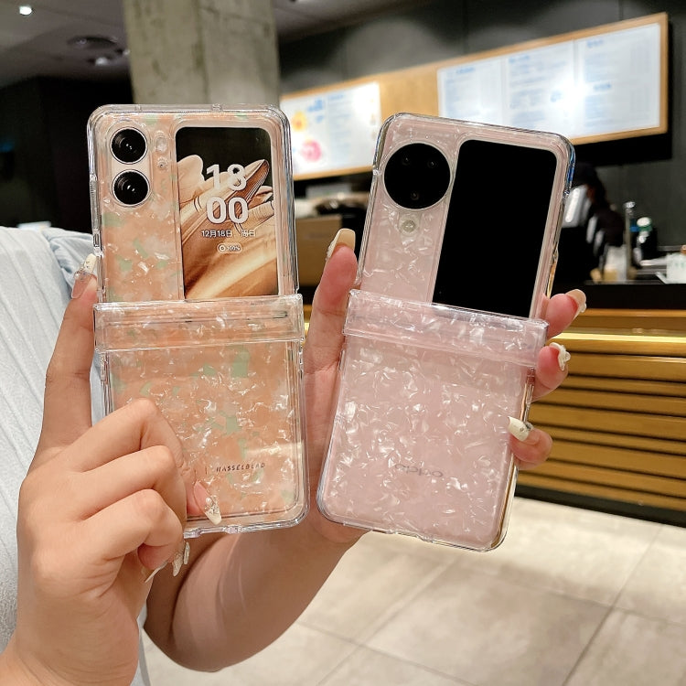 For OPPO Find N2 Flip Three-piece Set Pearlescent Shell Texture Phone Case