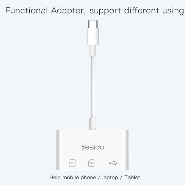 Yesido GS16 USB-C / Type-C to USB 3.0 / TF / SD Card OTG Adapter - White