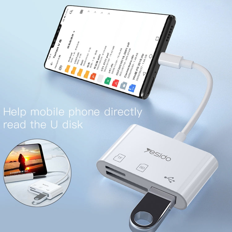 Yesido GS16 USB-C / Type-C to USB 3.0 / TF / SD Card OTG Adapter - White