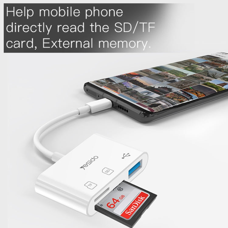 Yesido GS16 USB-C / Type-C to USB 3.0 / TF / SD Card OTG Adapter - White