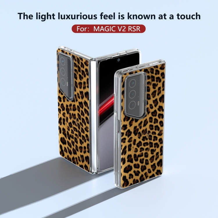 For Honor Magic V2 RSR Porsche Design ABEEL Transparent Frame Leopard Print Phone Case