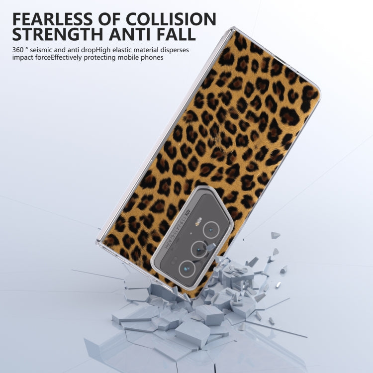 For Honor Magic V2 RSR Porsche Design ABEEL Transparent Frame Leopard Print Phone Case