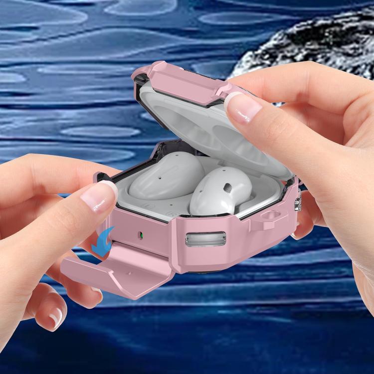 For Samsung Galaxy Buds2 / Live / Pro / FE Transparent Carbon Fiber TPU Hybrid PC Case with Hook & Holder