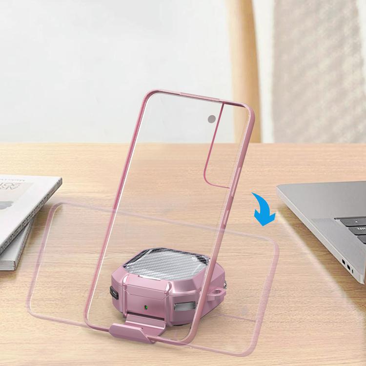 For Samsung Galaxy Buds2 / Live / Pro / FE Transparent Carbon Fiber TPU Hybrid PC Case with Hook & Holder