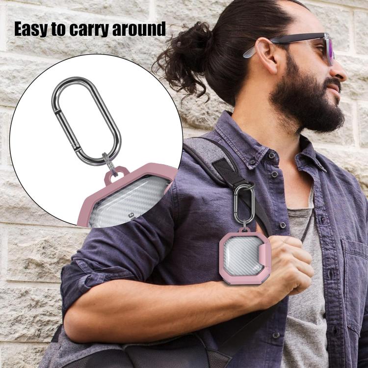 For Samsung Galaxy Buds2 / Live / Pro / FE Transparent Carbon Fiber TPU Hybrid PC Case with Hook & Holder