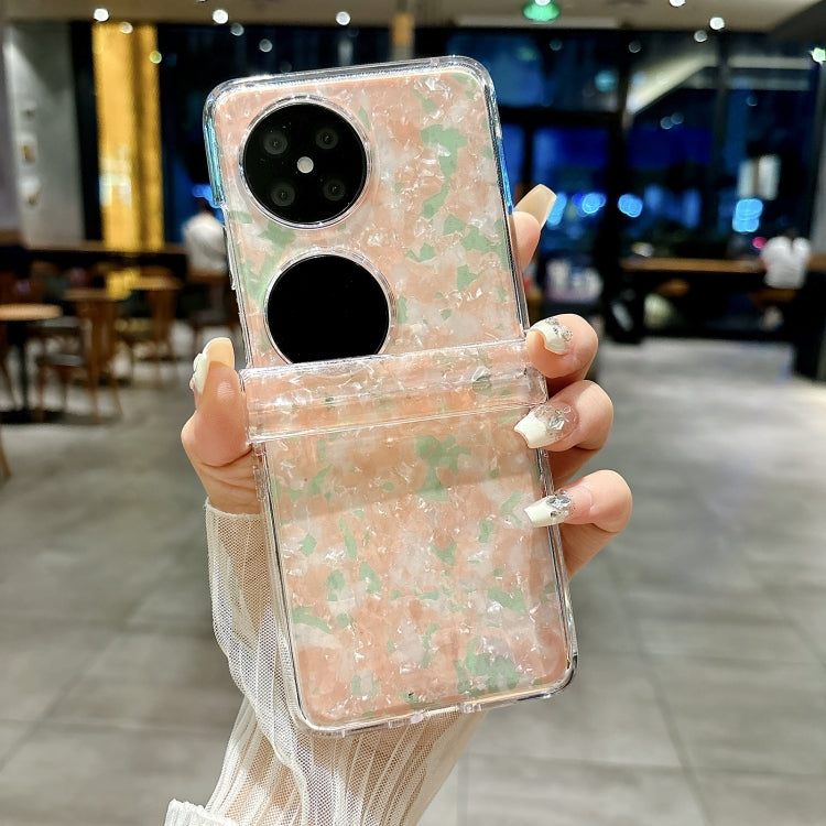 For Huawei P50 Pocket Three-piece Set Pearlescent Shell Texture Phone Case