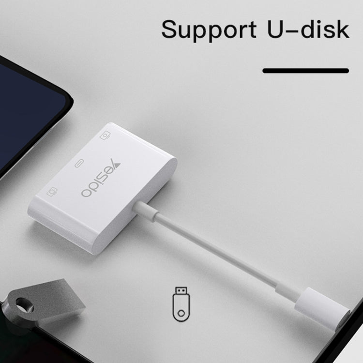 Yesido GS17 USB-C / Type-C to Dual USB + USB-C / Type-C OTG Adapter - White
