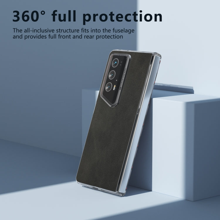 For Honor Magic V2 RSR Porsche Design ABEEL Transparent Frame Two-color Calf Texture PU Phone Case