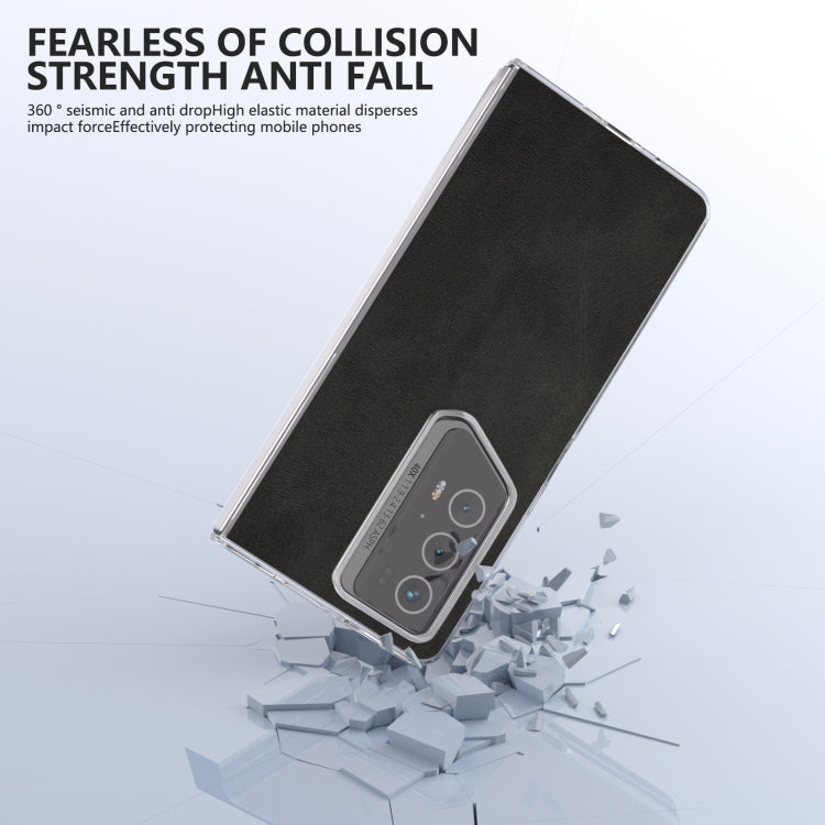 For Honor Magic V2 RSR Porsche Design ABEEL Transparent Frame Two-color Calf Texture PU Phone Case