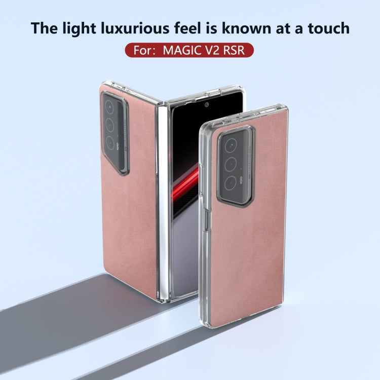 For Honor Magic V2 RSR Porsche Design ABEEL Transparent Frame Two-color Calf Texture PU Phone Case