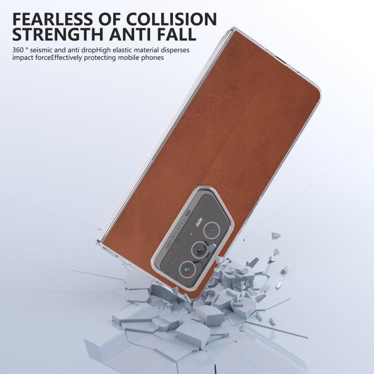 For Honor Magic V2 RSR Porsche Design ABEEL Transparent Frame Two-color Calf Texture PU Phone Case